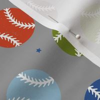 Baseball Dots - Multi with Stars Medium Grey
