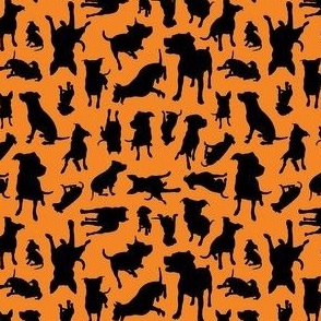 Pitbull Silhouettes - Halloween Colors, Small Scale