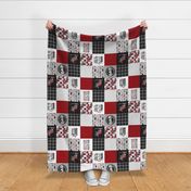 Fishing Dad//Red - Wholecloth Cheater Quilt - Rotated