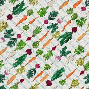 Root Vegetables Teal Stripe (small scale) by ArtfulFreddy