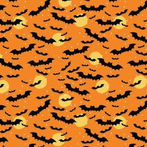 Halloween Bats - Orange, Small Scale