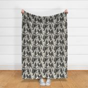 Large-Scale Bigfoot / Sasquatch Toile de Jouy in Black 