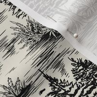 Large-Scale Bigfoot / Sasquatch Toile de Jouy in Black 