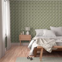 Small-Scale Bigfoot / Sasquatch Toile de Jouy in Forest Green