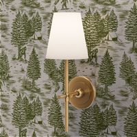 Large-Scale Bigfoot / Sasquatch Toile de Jouy in Forest Green