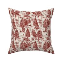 Small-Scale Bigfoot / Sasquatch Toile de Jouy in Red