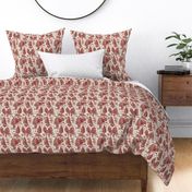 Small-Scale Bigfoot / Sasquatch Toile de Jouy in Red