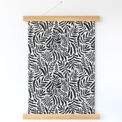 Black and white tropical leaves (large scale)