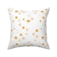 Sunrise sunshine and moon phase designs happy day design gold ochre yellow on white