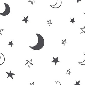 Moons and Stars (White and Black)