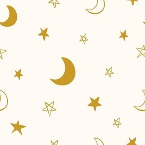 Moons and Stars (Gold and Cream)