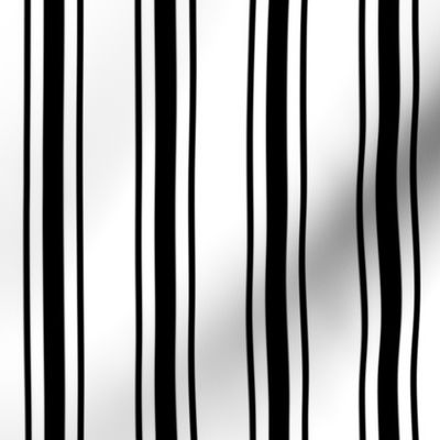 Black and White Mattress Ticking 1 inch Wide Bedding Stripes