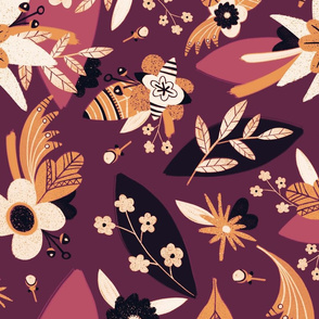 Autumn floral background in orange and brown colors.