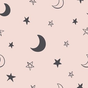 Moons and Stars (Pink and Black)