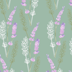 Rosemary it's thyme Sprigs on Sage Green (Vertical)