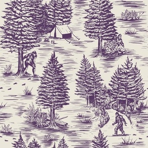 Large-Scale Bigfoot / Sasquatch Toile de Jouy in Purple