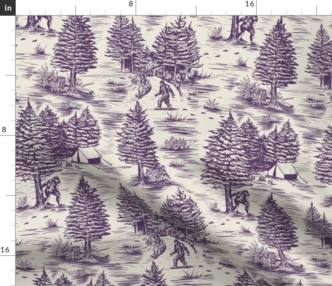 Large-Scale Bigfoot / Sasquatch Toile de Jouy in Purple