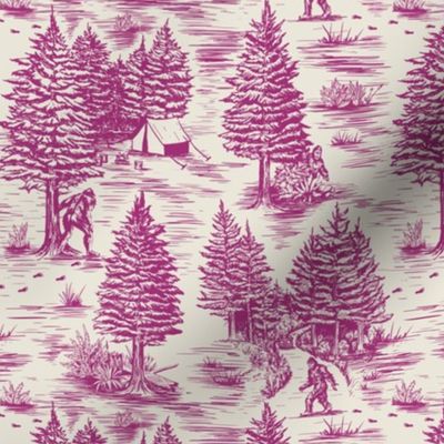 Small-Scale Magenta Bigfoot / Sasquatch Toile de Jouy