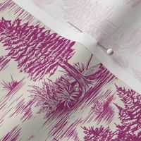 Small-Scale Magenta Bigfoot / Sasquatch Toile de Jouy