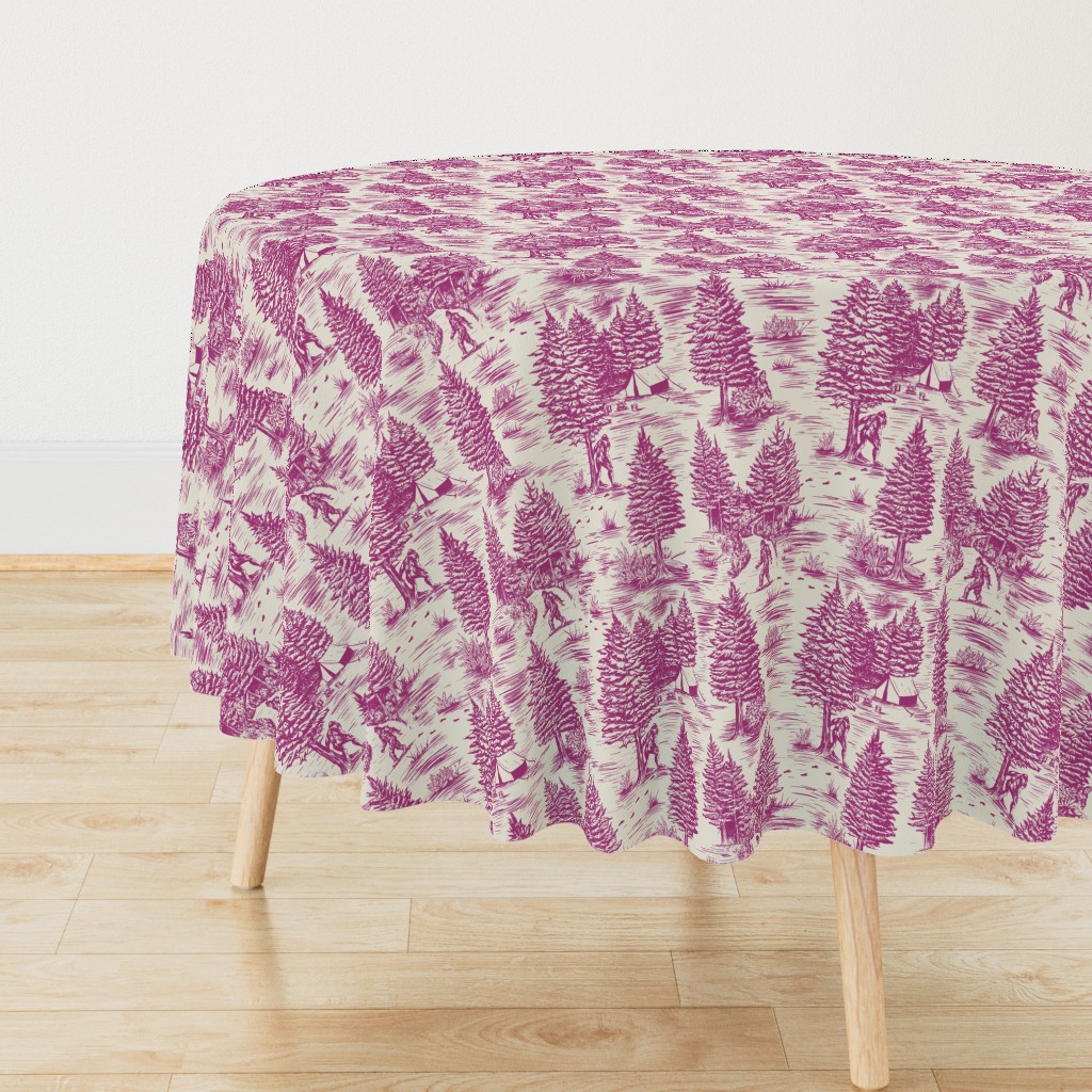 Large-Scale Magenta Bigfoot / Sasquatch Toile de Jouy