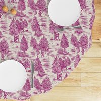 Large-Scale Magenta Bigfoot / Sasquatch Toile de Jouy