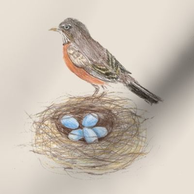 Robin Nest on Linen