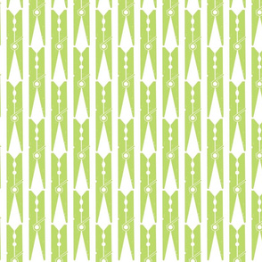 Hang On Clothespins Simple Stripe - Green on White