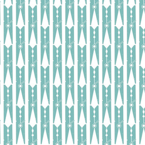 Hang On Clothespins Simple Stripe - Teal on White