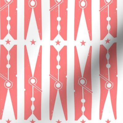 Hang On Clothespins Stars & Diamonds - Pink on White