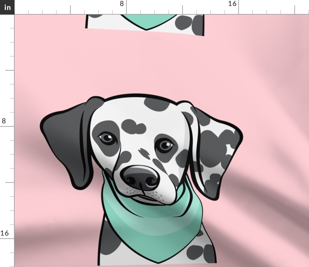 Dalmatian panel - pink and aqua - 18" square panel - LAD21