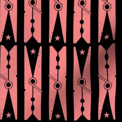 Hang On Clothespins Circus Style - Pink on Black