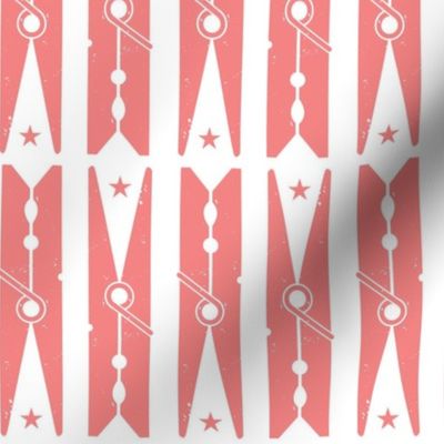Hang On Clothespins Circus Style - Pink on White