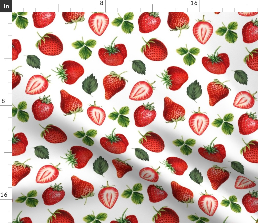 Strawberry Rainfall Fabric | Spoonflower