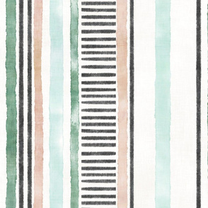 Mod Mint - Green - Beige Stripes 24"