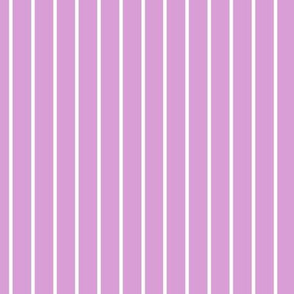 Vertical Pin Stripe Pattern - Lilac and White