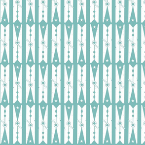 Hang On Clothespins Circus Style - White on Teal
