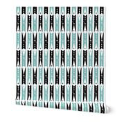 Hang On Clothespins Circus Style - Teal and Black on White