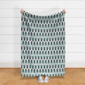 Hang On Clothespins Circus Style - Teal and Black on White