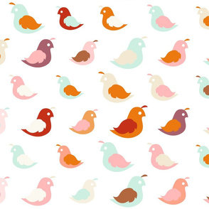 Autumn Pastel Birds LARGE