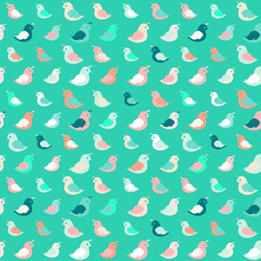 Mint Teal & Pink Birds