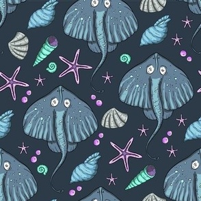 Sea stingray and shell summer design