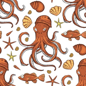 Summer sea octopus cartoon design