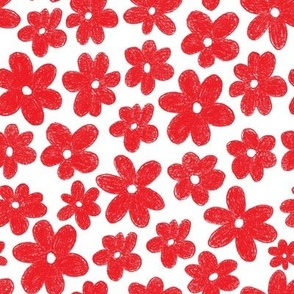Kodomo Flowers Red on white