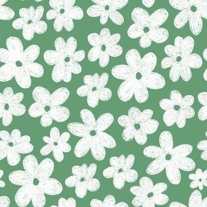 Kodomo Flowers white on Green