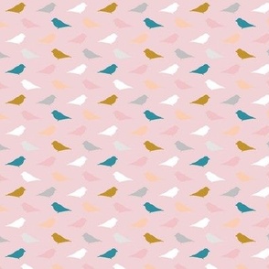Tiny birds on cotton candy pink