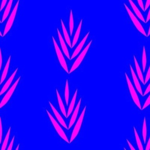 botanical shapes, electric blue and pink