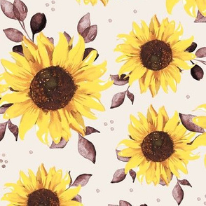 ( large ) Sunflower, autumn, fall florals, watercolor 