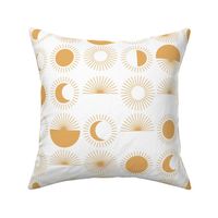 Sunrise sunshine and moon phase designs happy day design honey yellow on white JUMBO rows