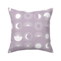 Sunrise sunshine and moon phase designs happy day design lilac purple white JUMBO rows