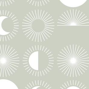 Sunrise sunshine and moon phase designs happy day design mist green white JUMBO rows